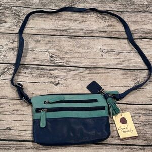 Osgoode Marley Jenna Crossbody Bag in “ink” Teal Navy Gorgeous Leather, Tassel